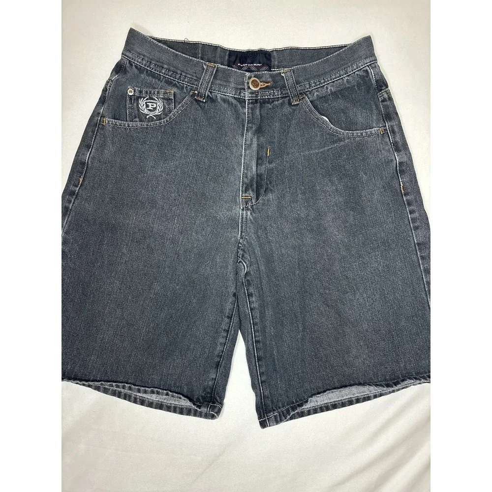 Vintage 90s Y2K Phat Farm Baggy Shorts Men's Size 32 Blue Denim Embroidered